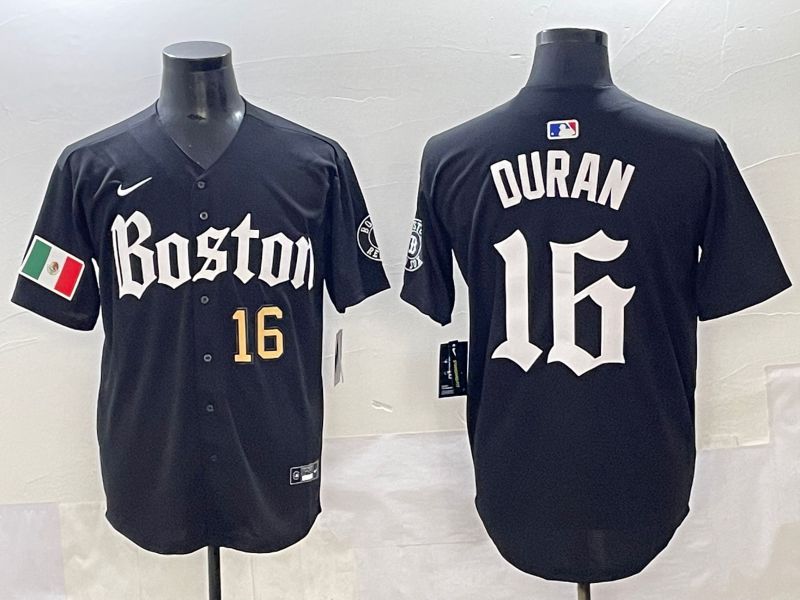 Men 2025 Boston Red Sox #16 Duran Black Five generations Joint Name Nike MLB Jersey style 7->san diego padres->MLB Jersey